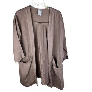 La Fixsun Brown Linen Open Jacket Artsy Boho Size Medium